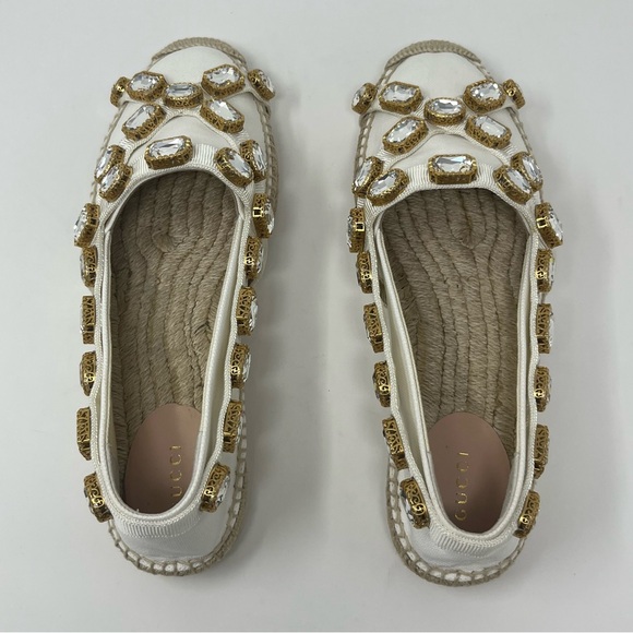 NWT GUCCI CANVAS CRYSTAL EMBELLISHED ESPADRILLES SIZE EU 40 US 10 - Picture 13 of 14